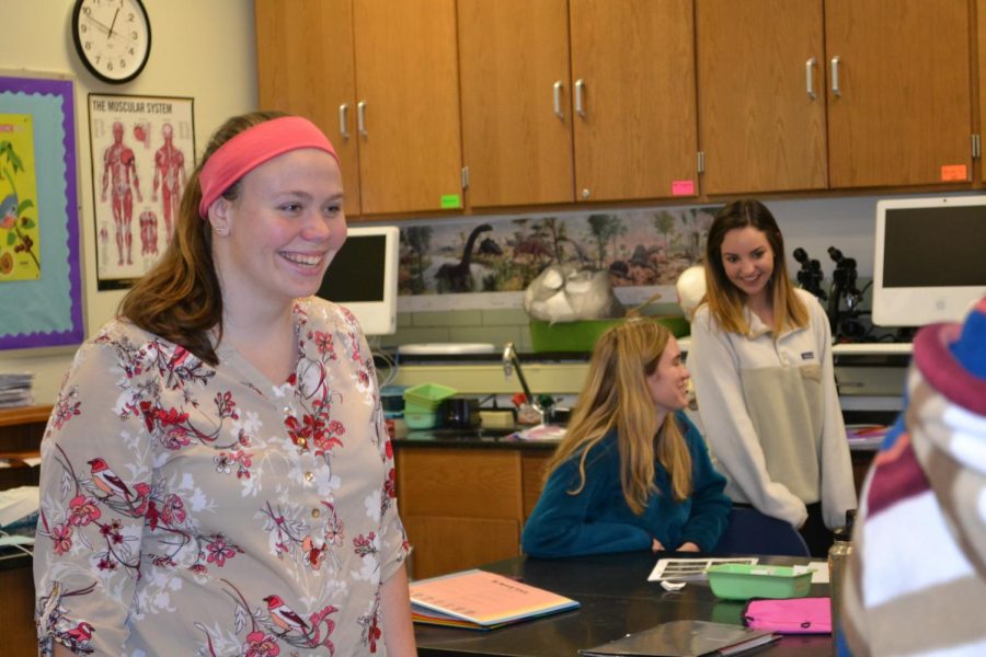 Amy Smith and her students participate in a charades activity during fifth period in Anatomy and Physiology.  Photo by: Cathleen McLaughlin