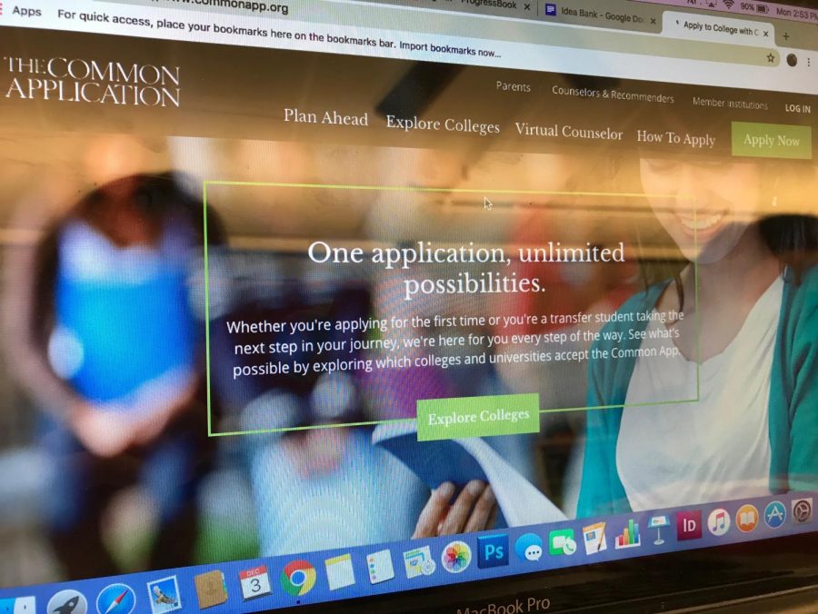 A Common Sight: The home screen seen when first logging on to The Common Application website gives students the option to explore colleges or ask questions regarding their application process.
