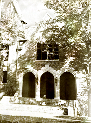 Particular Photo: A picture of the front of the school building taken from the 1937 yearbook. “A lot of the school looks the same and I am glad it has retained its historical value,” Tabitha Kisker (12) said. Photo by: 1937 Acorn.
